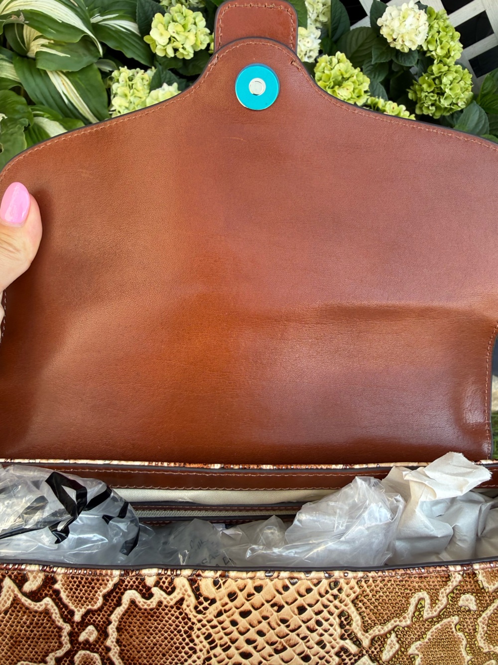 Brahmin Shoulder Bag Multi Wailua Brown Leather Buckle Snake Embossed - Picture 7 of 9